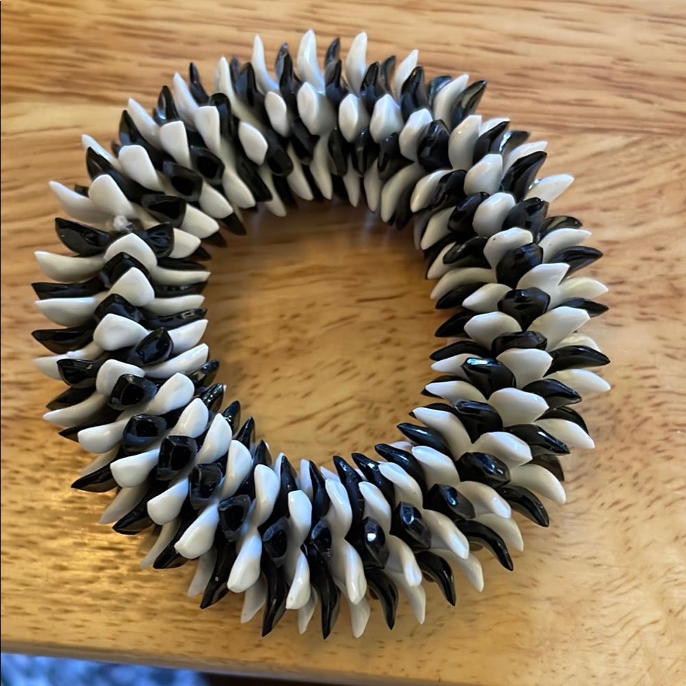 Edgy Black and White Spike Bracelet